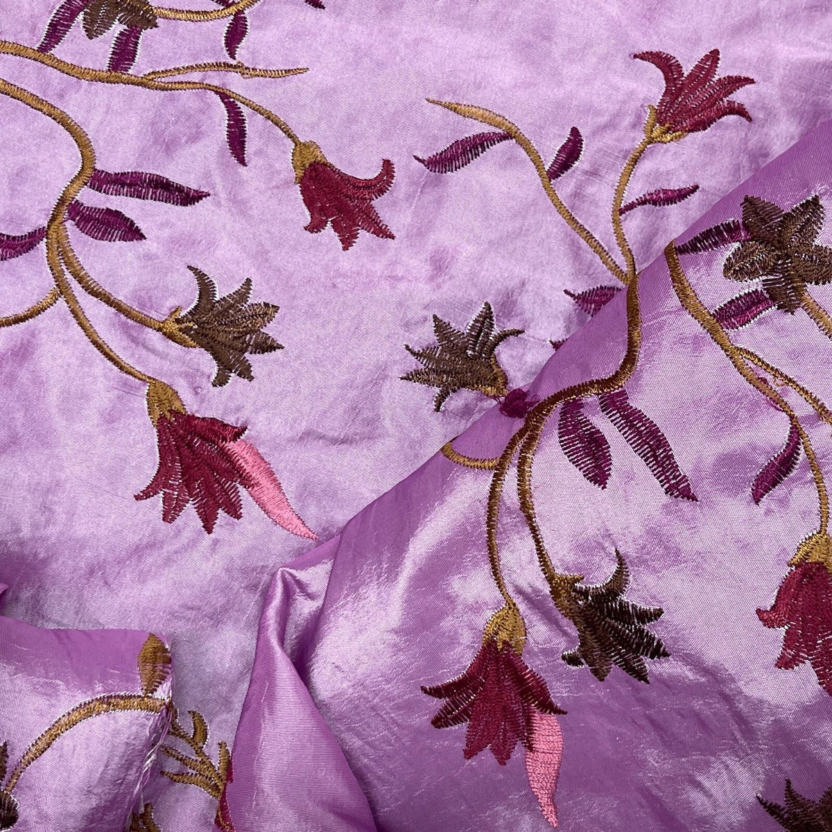 Pink Italian Taffeta Fabric Paradise Floral Embroidered Bridal Dress 60" - Bull Ring Fabrics