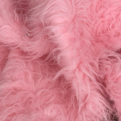 Pink long pile faux fur fabric remnant 37 x 77cm - Bullring Fabrics