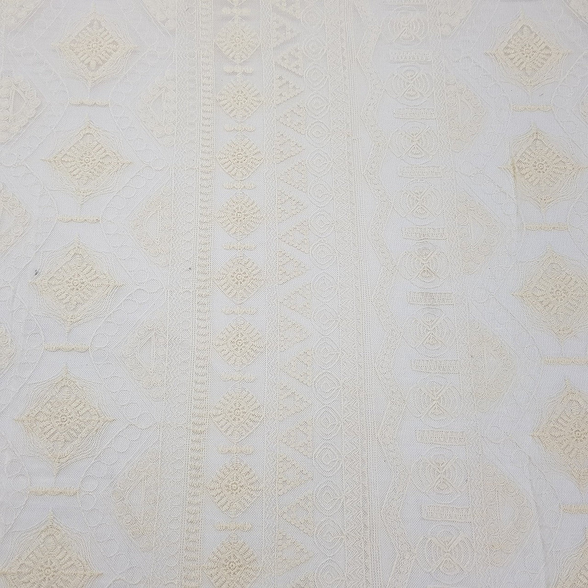 Premium Dress Lace Fabric Dahlia Embroidery Net Bridal Wedding Lace 60", Cream - Bull Ring Fabrics
