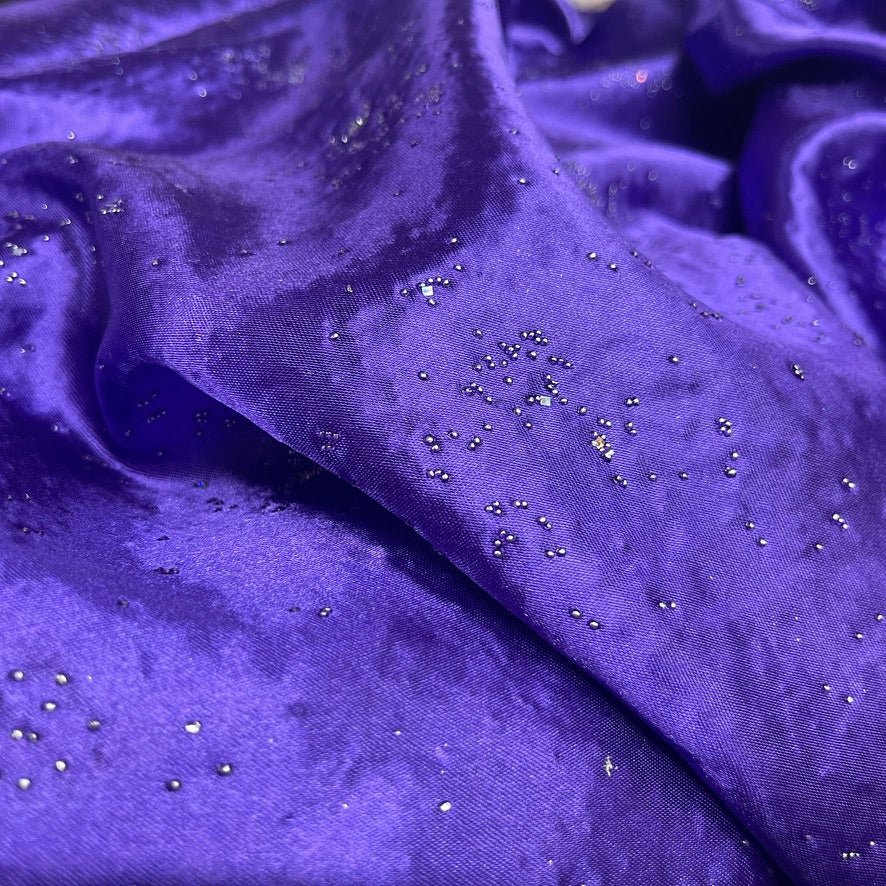 Purple Satin Fabric Small Silver Gemstones Dress Draping Material 60" - Bull Ring Fabrics