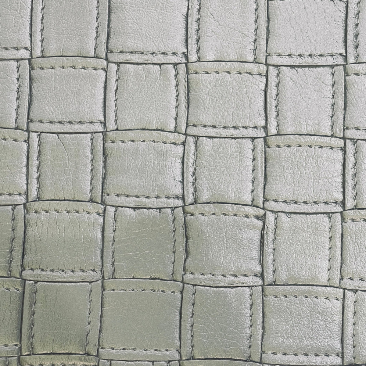 Quilted Squares Faux Leather Car Interior Bed Frame Fabric Upholstery 54" Silver - Bull Ring Fabrics