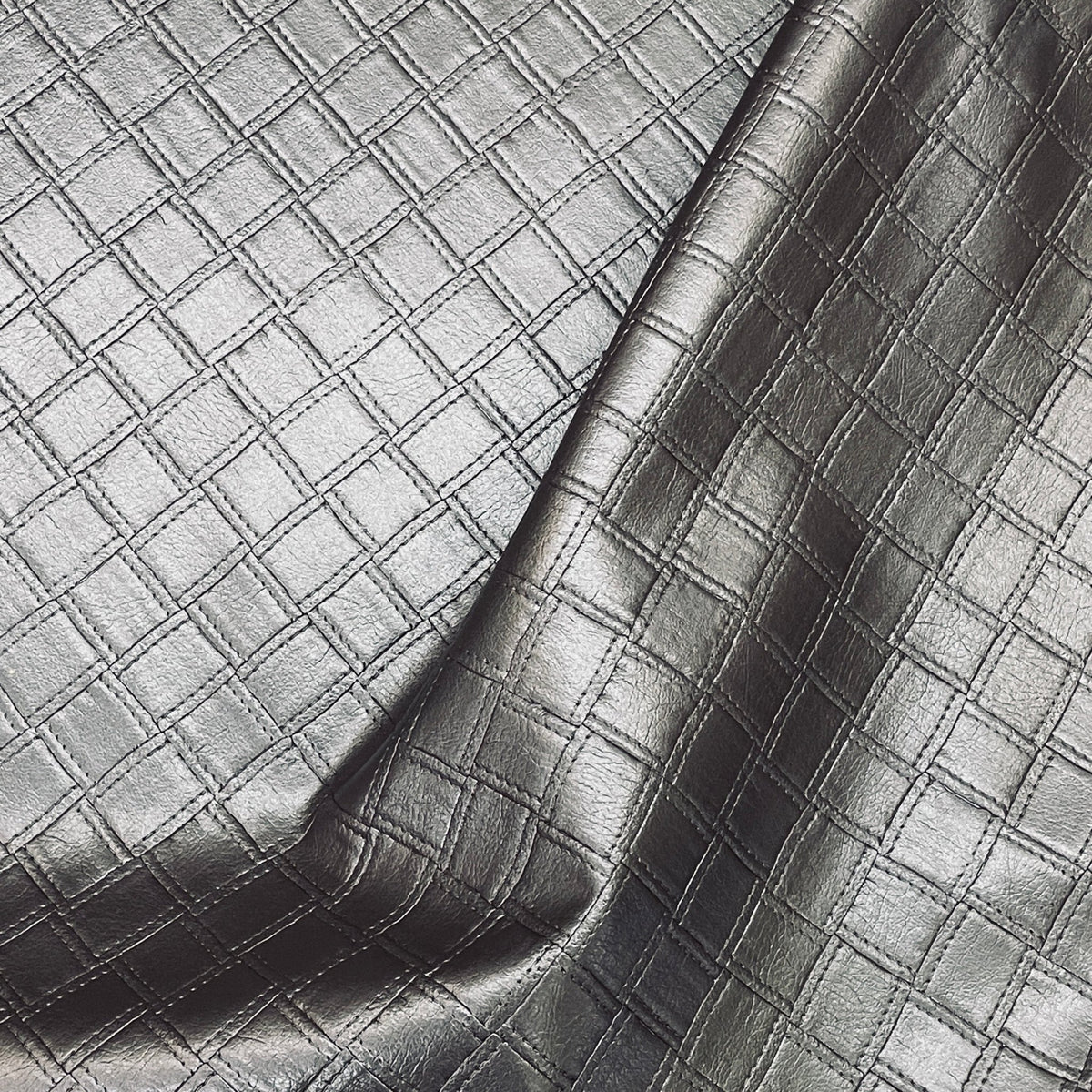 Quilted Squares Faux Leather Car Interior Door Cards Fabric Upholstery 54" Brown - Bull Ring Fabrics