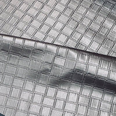 Quilted Squares Faux Leather Car Interior Door Cards Fabric Upholstery 54" Brown - Bull Ring Fabrics