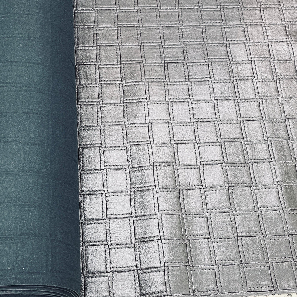 Quilted Squares Faux Leather Car Interior Door Cards Fabric Upholstery 54" Brown - Bull Ring Fabrics