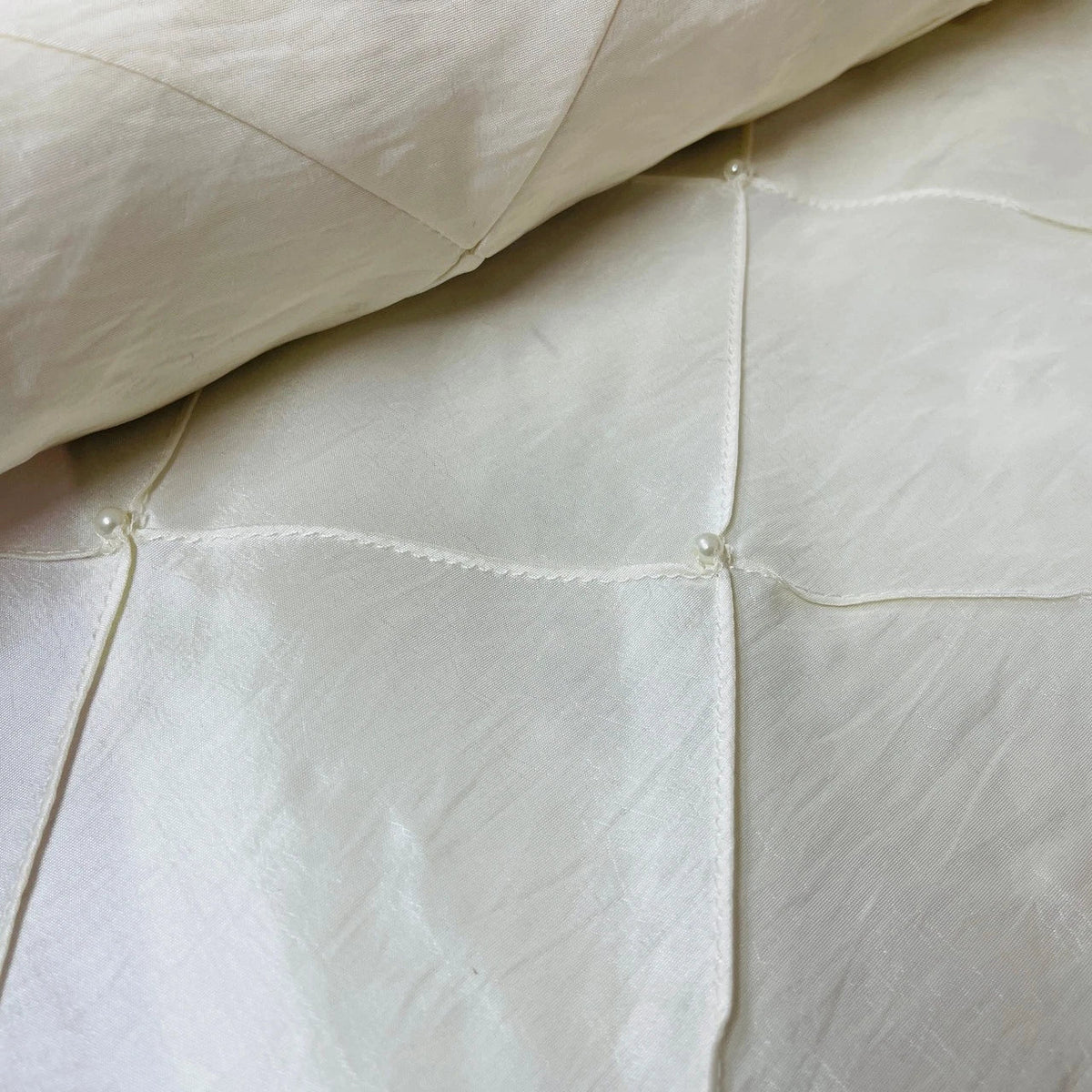 Quilted Trellis Diamonds Pearl Taffeta Fabric Dress Crafts 60" - Bull Ring Fabrics