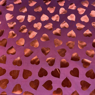 Red Love Foil Hearts Taffeta Fabric, Red - Bull Ring Fabrics