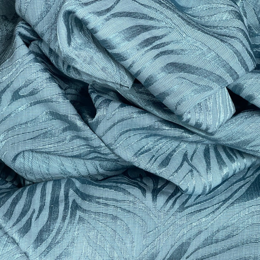 Safari Streak Upholstery Curtain Brocade Fabric 140cm, Sky Blue - Bull Ring Fabrics