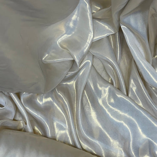 Shimmer Foil Satin Fabric Drape Flow Dress Decor Craft Material 60" Ivory Shot Gold - Bull Ring Fabrics