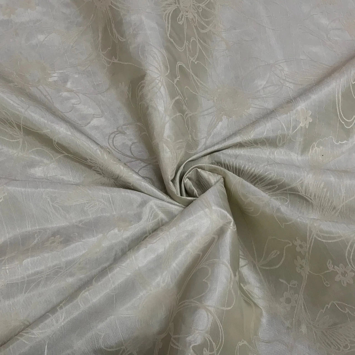 Sunflowers Velvet Flocked Taffeta Fabric Dress 150cm Beige - Bull Ring Fabrics