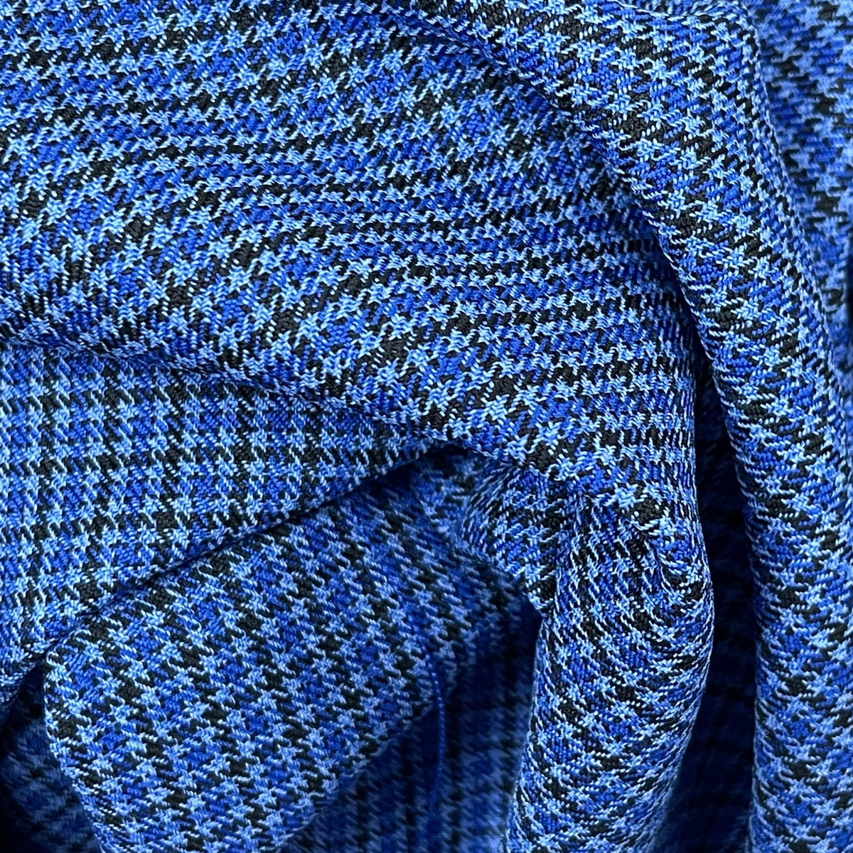 Tiny Check Polyviscose Tartan Fabric 140cm, Blue - Bull Ring Fabrics