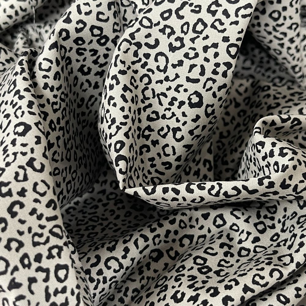 Tiny Leopard Spots Print Rose & Hubble Cotton Poplin Fabric 45, Grey - Bull Ring Fabrics