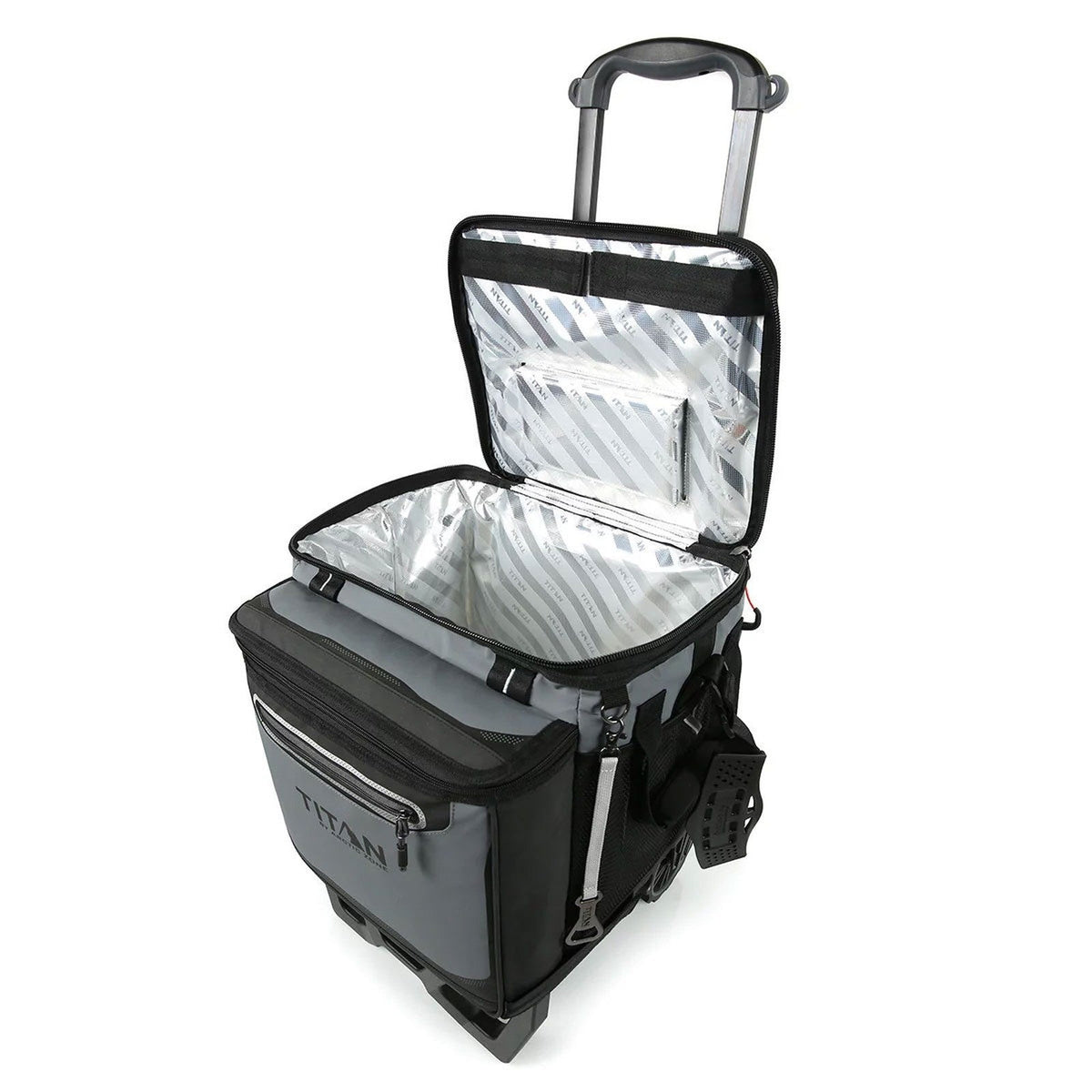 Titan 60 Can Rolling Cooler with All Terrain Cart 22.5 Litre 3 Day Ice Cool Bag - Bull Ring Fabrics