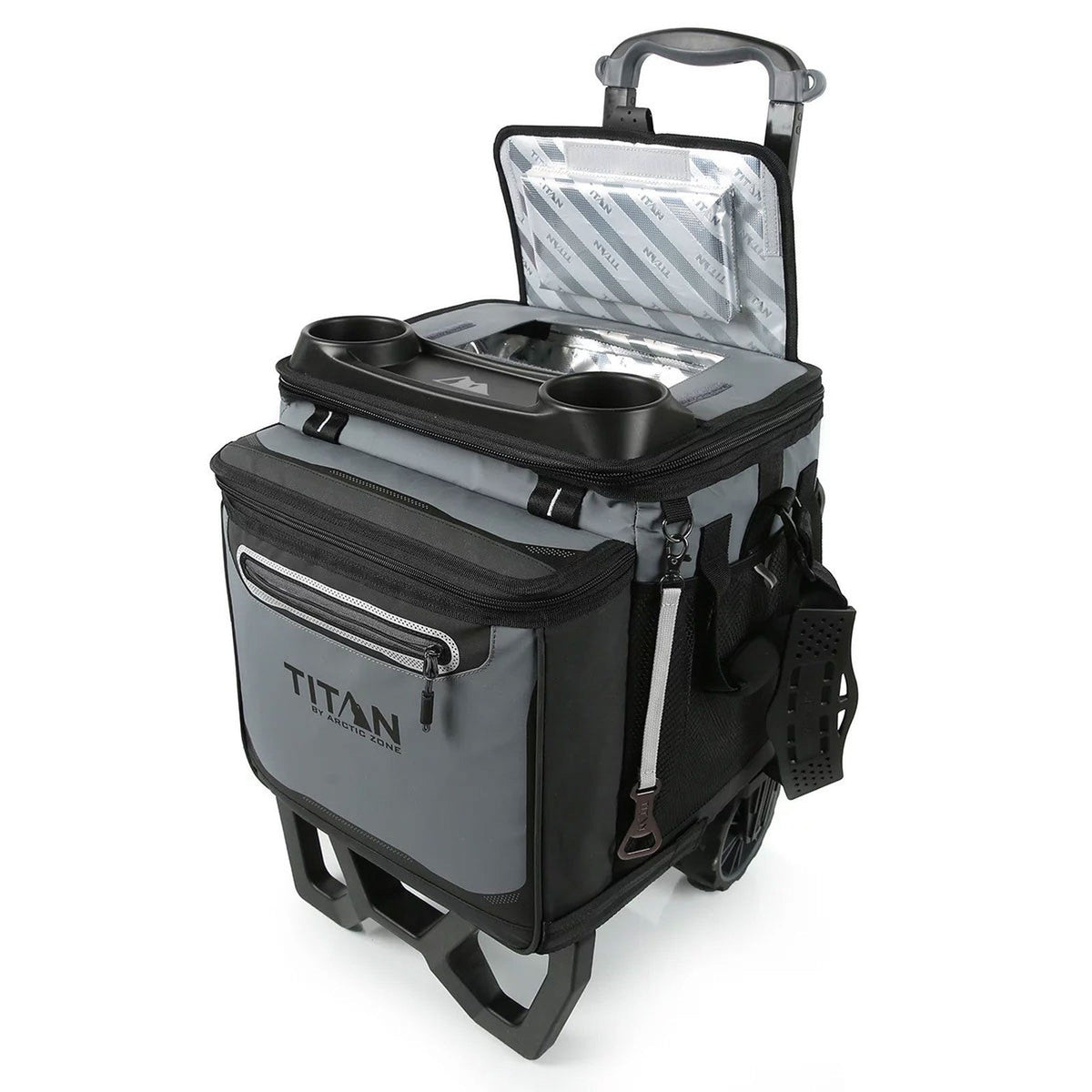 Titan 60 Can Rolling Cooler with All Terrain Cart 22.5 Litre 3 Day Ice Cool Bag - Bull Ring Fabrics
