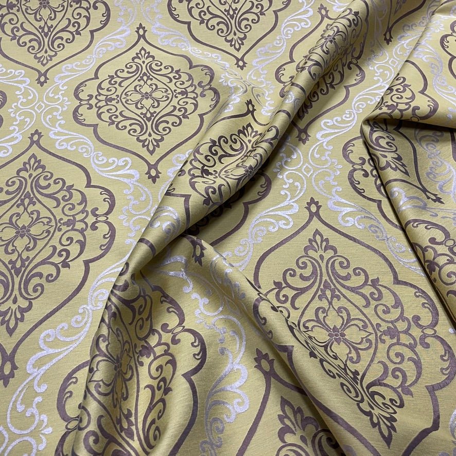 Trompe Damask Curtain Brocade Upholstery Fabric 140cm, Lime Green - Bull Ring Fabrics