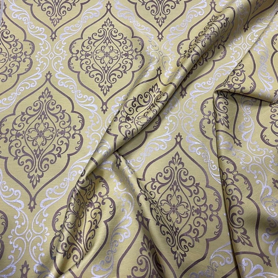 Trompe Damask Curtain Brocade Upholstery Fabric 140cm, Lime Green - Bull Ring Fabrics