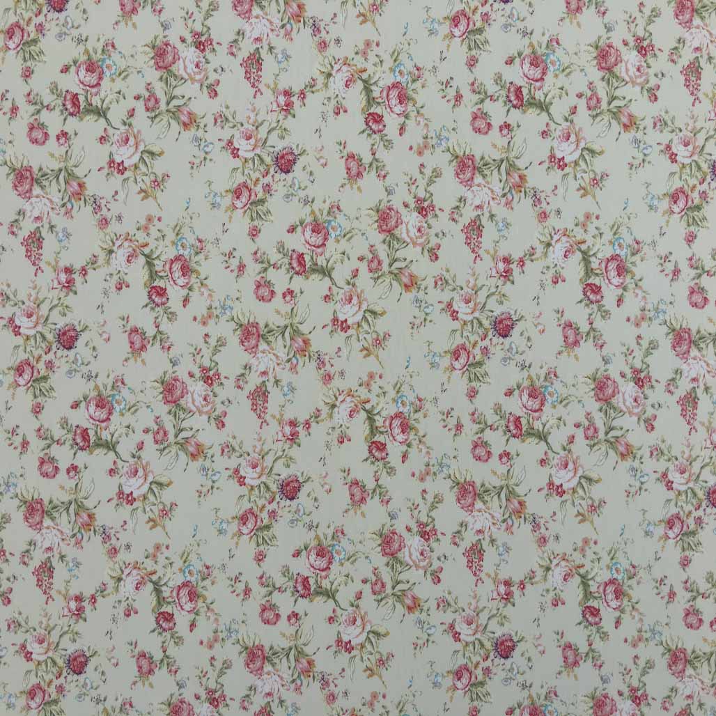 Vintage Roses Print Rose & Hubble Cotton Poplin Dress Fabric - Bull Ring Fabrics