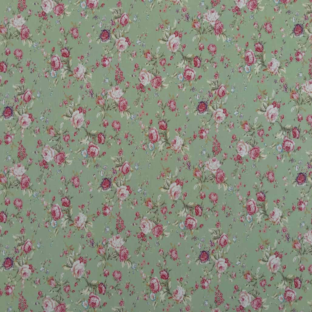 Vintage Roses Print Rose & Hubble Cotton Poplin Dress Fabric - Bull Ring Fabrics