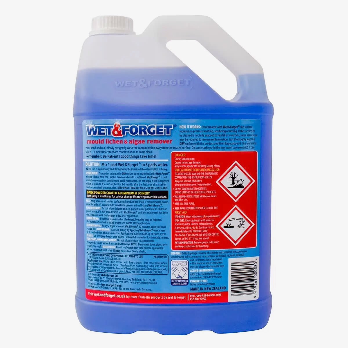 Wet & Forget Concentrate Mould, Lichen and Algae Remover - 5 Litre - Bull Ring Fabrics