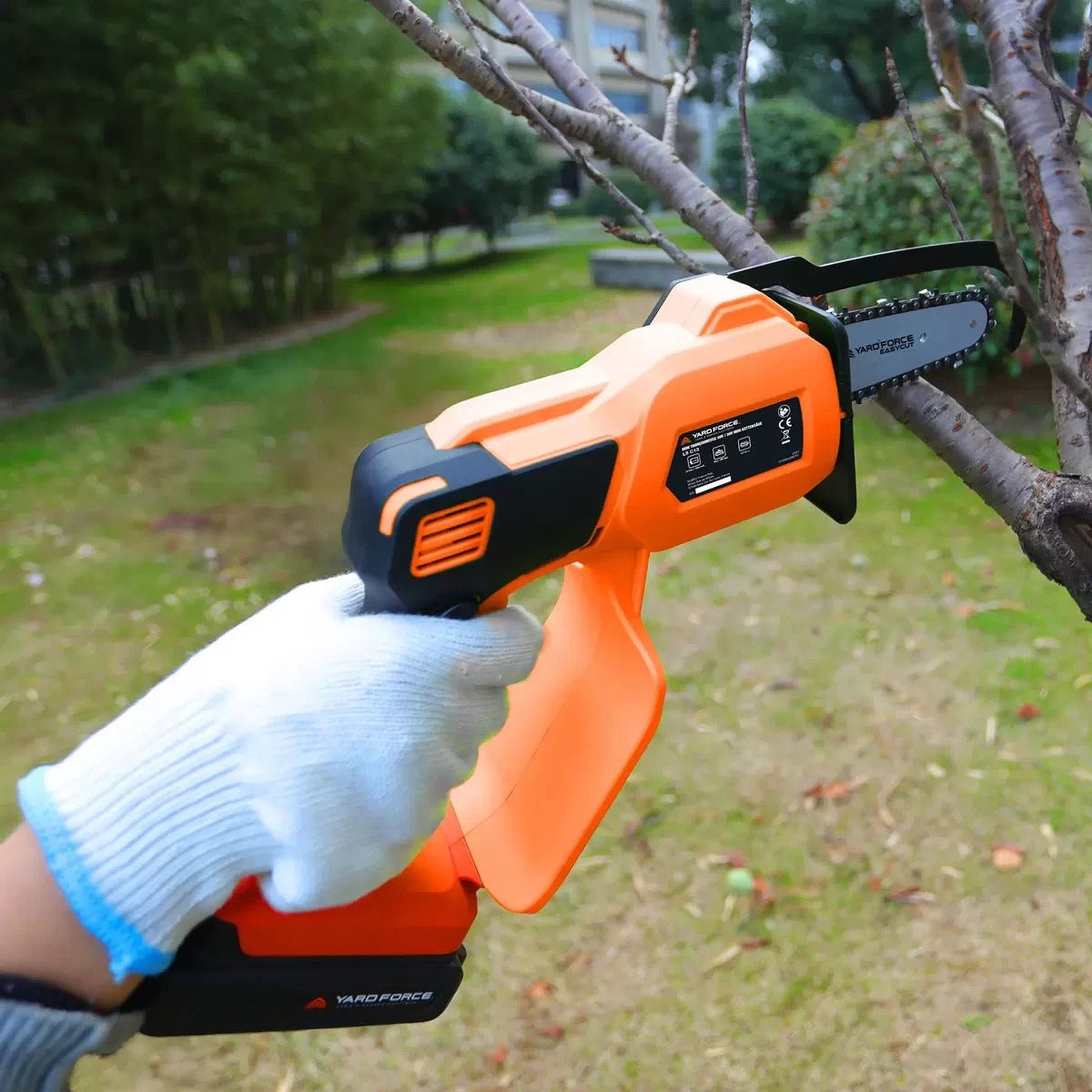 Yard Force 20V 12cm Mini Chainsaw Cordless + 20V (2Ah) Battery & Charger Bundle - Bull Ring Fabrics