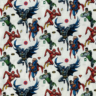 100% Cotton Digital Fabric Justice League Superhero Marvel 140cm - Bull Ring Fabrics