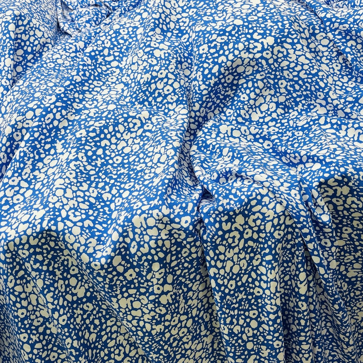 100% Viscose Abstract Summer Dress Fabric, Denim Blue - Bull Ring Fabrics