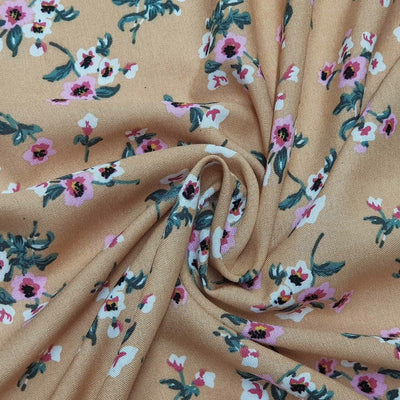 100% Viscose Floral Summer Dress Fabric 60", Nude Blush - Bull Ring Fabrics