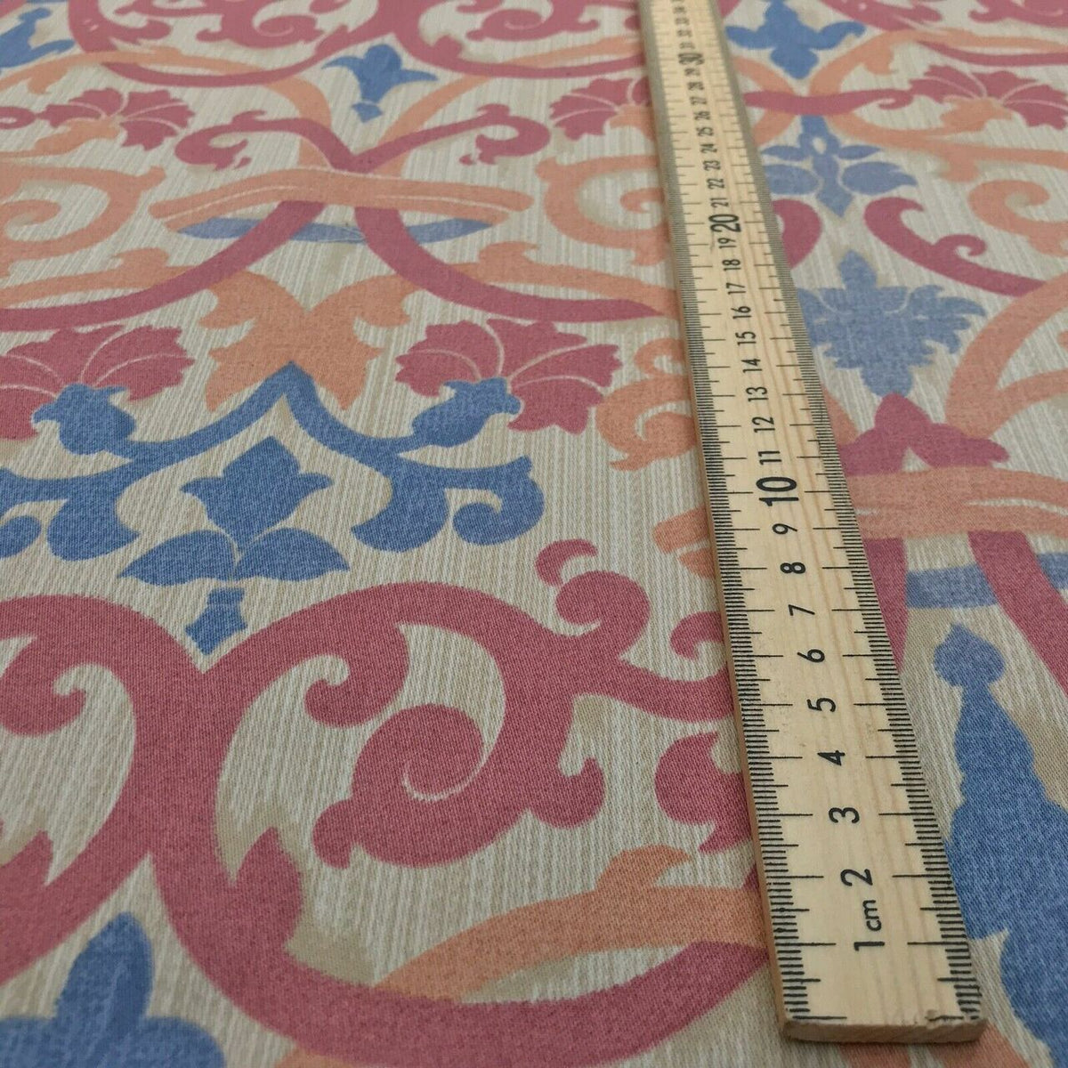 Asics Print Damask Vintage Cotton Fabric, Pink/Peach - Bull Ring Fabrics