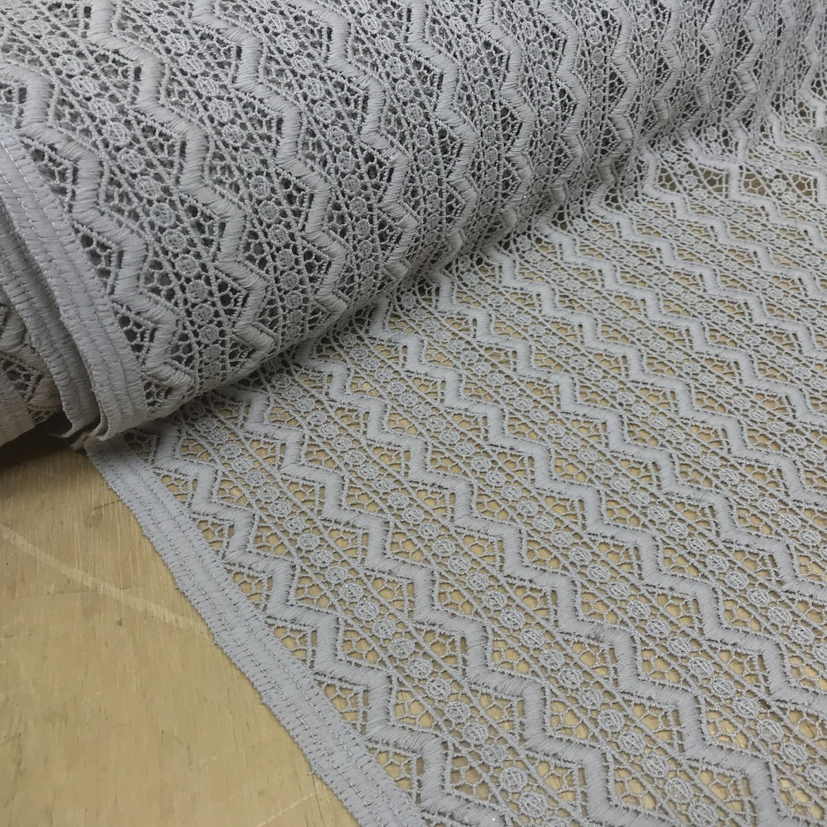 Aztec Cotton Lace Dress Fabric, Taupe - Bull Ring Fabrics
