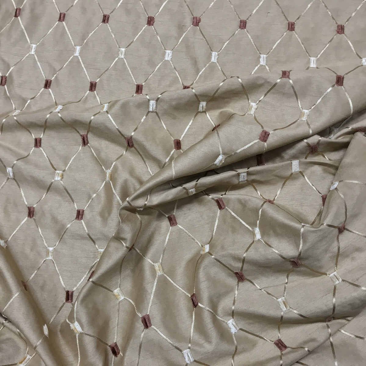 Bamboo Diamond Tuft Taffeta Fabric, Gold - Bull Ring Fabrics