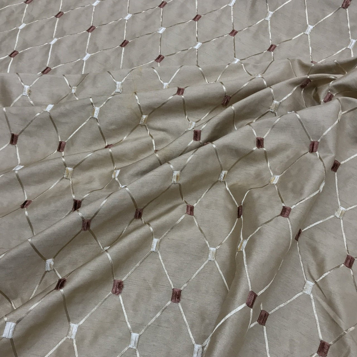 Bamboo Diamond Tuft Taffeta Fabric, Gold - Bull Ring Fabrics