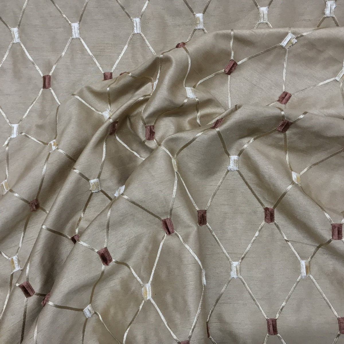 Bamboo Diamond Tuft Taffeta Fabric, Gold - Bull Ring Fabrics