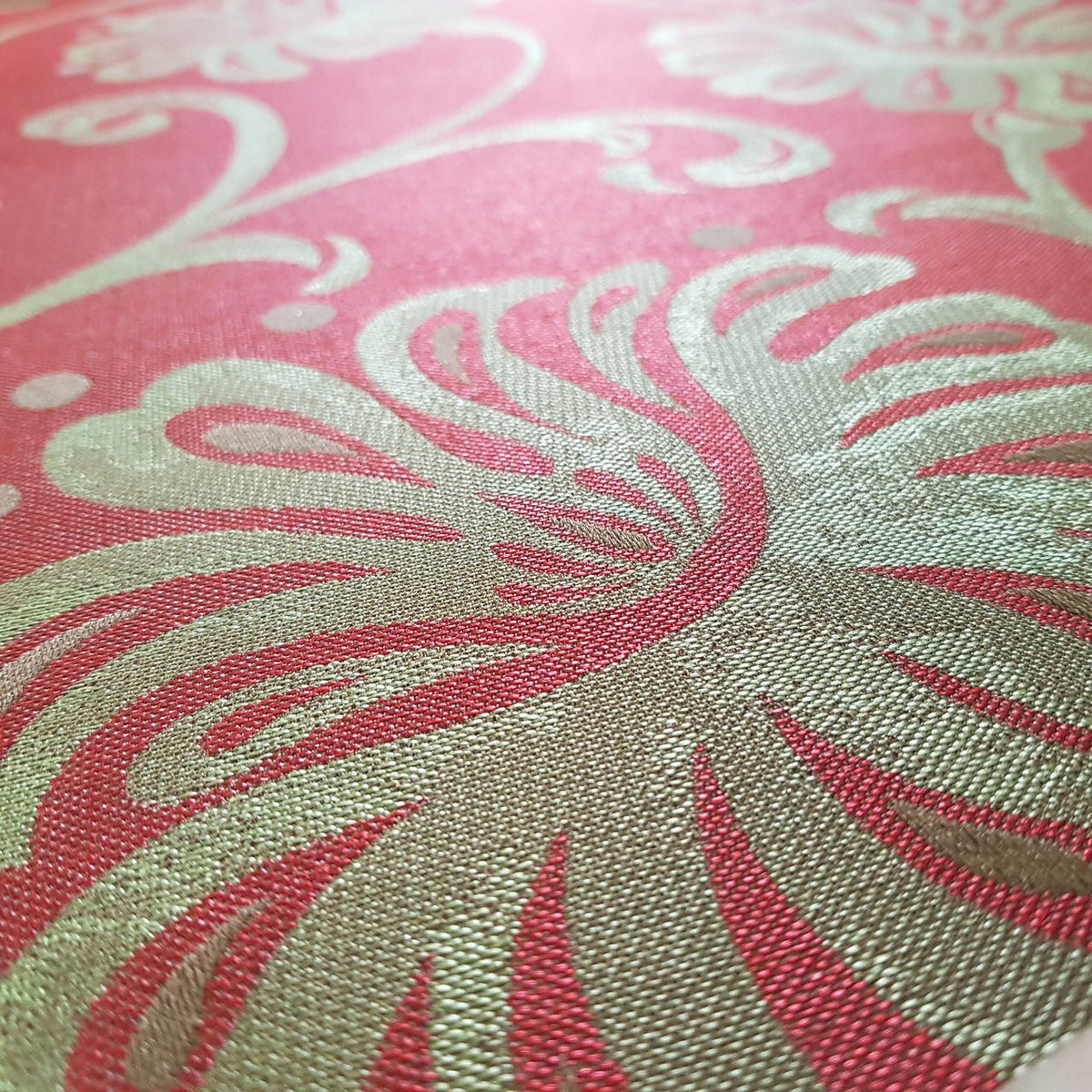 Beige Floral Upholstery Curtain Brocade Fabric 140cm, Red - Bull Ring Fabrics