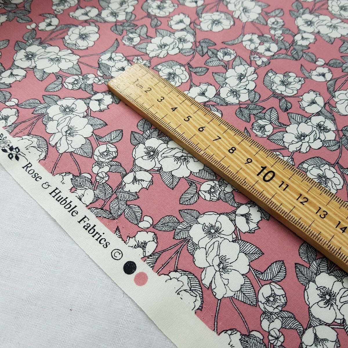 Black Line Floral Print Rose & Hubble 100% Cotton Fabric Kimono Frock Dress 45" - Bull Ring Fabrics