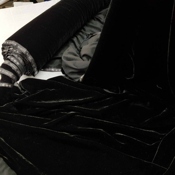 BLACK Triple Velvet Velour Fabric Dressmaking Bridal Theatre Goth Costumes 45" - Bull Ring Fabrics