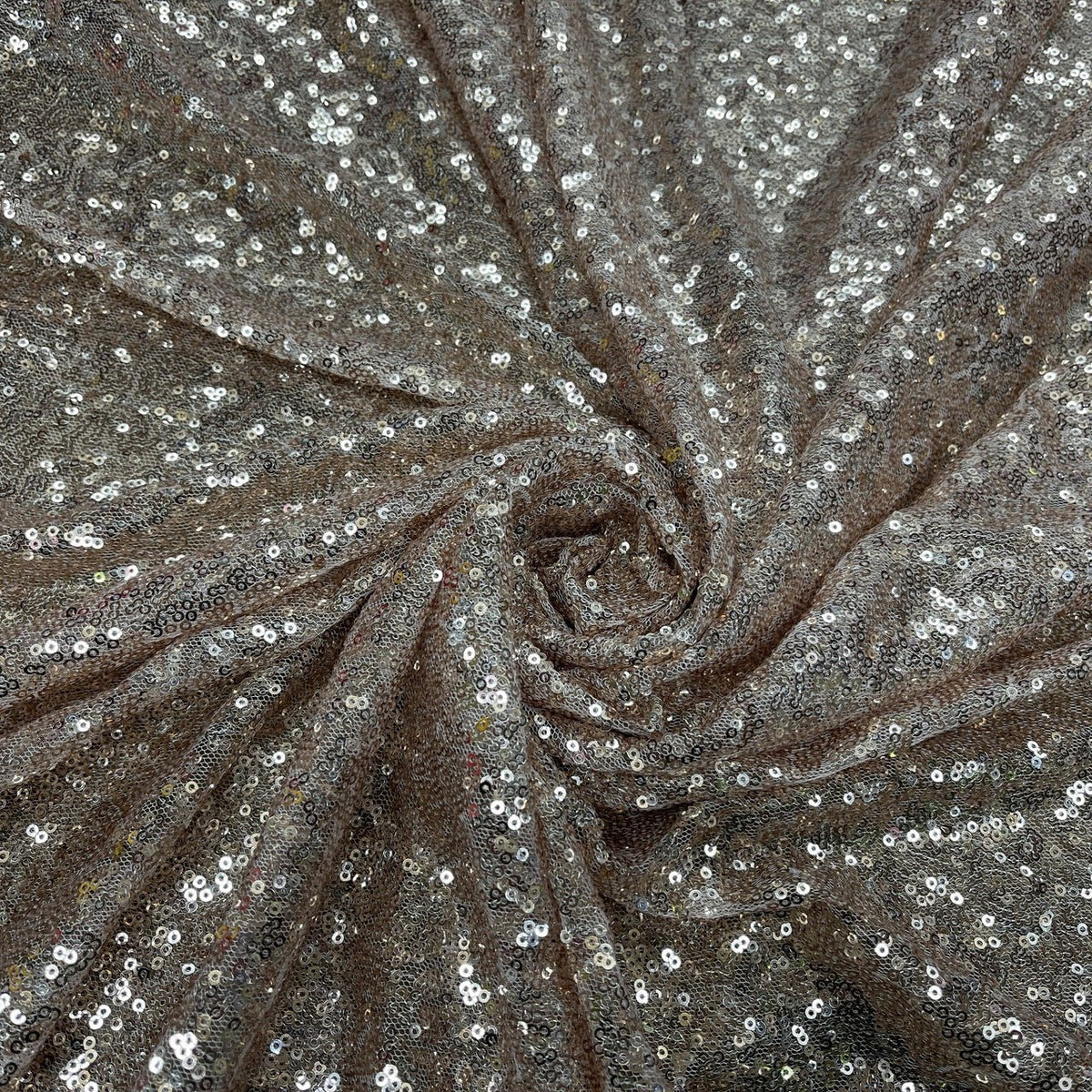 Bling Sequins Net Fabric, Rose Gold - Bull Ring Fabrics