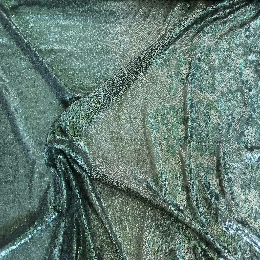 Bottle Green Carnival Sequins Fancy Net Netting Fabric Wedding Asian Designer - Bull Ring Fabrics