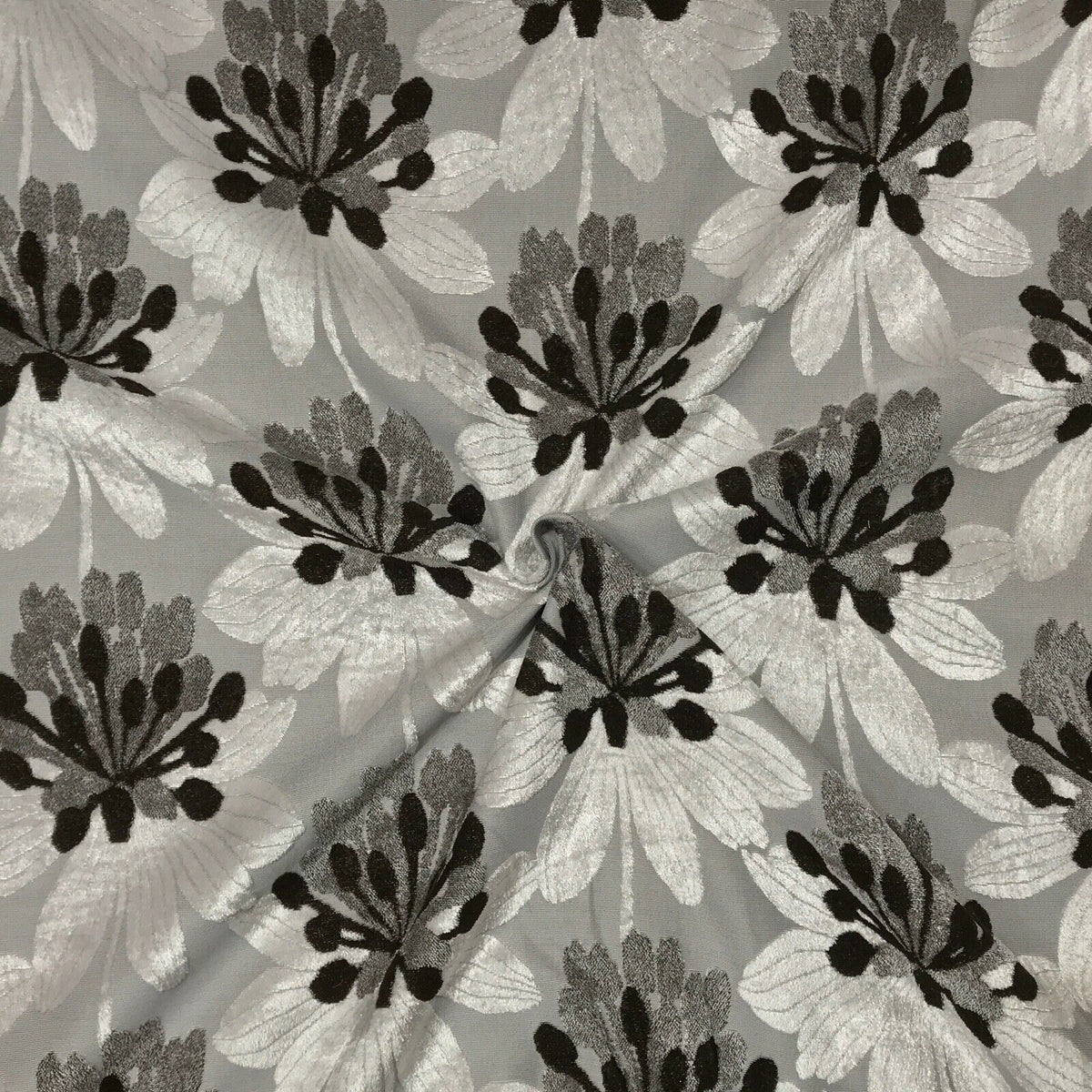 Brown Floral Flowers Heavy Upholstery Fabric 140cm, Beige - Bull Ring Fabrics