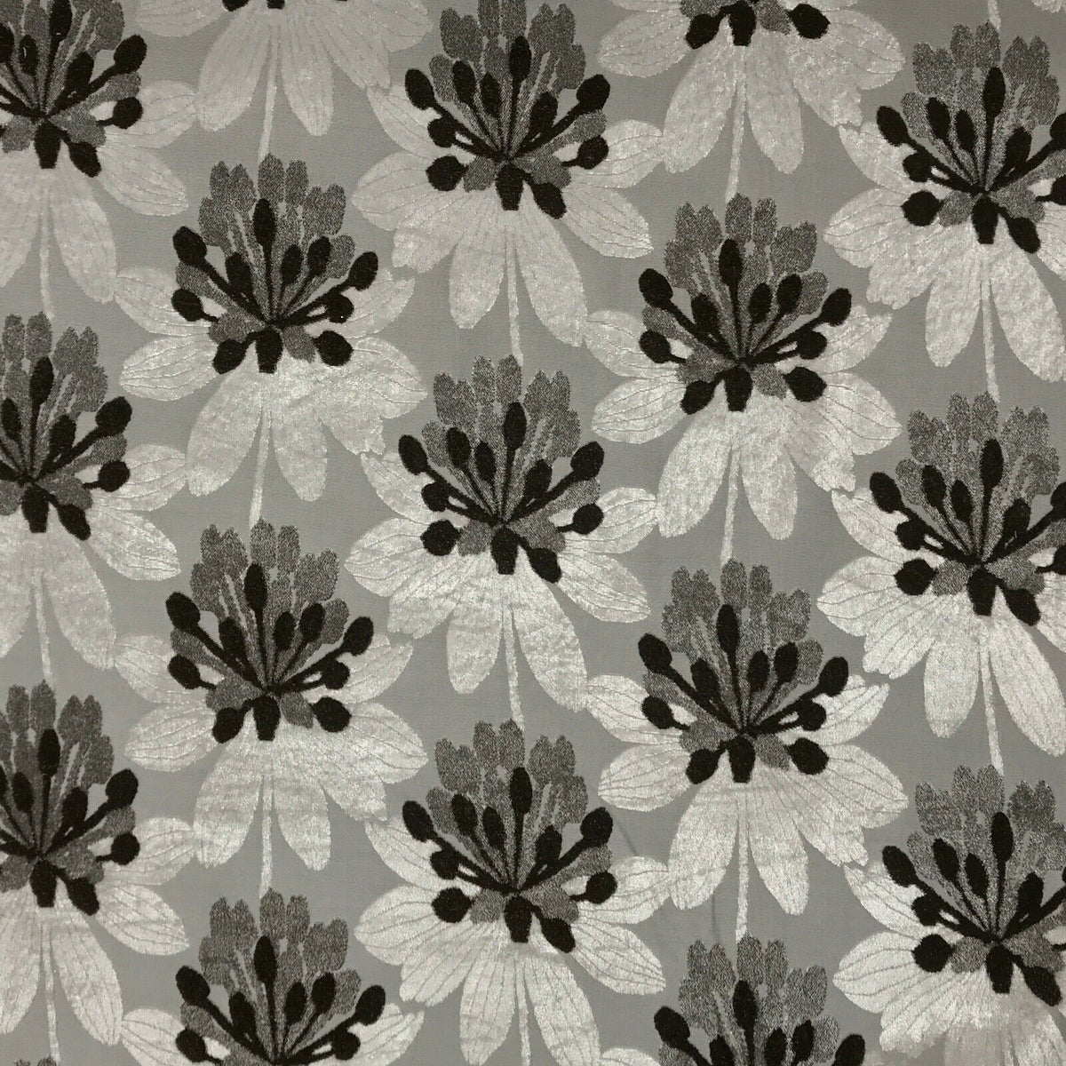 Brown Floral Flowers Heavy Upholstery Fabric 140cm, Beige - Bull Ring Fabrics