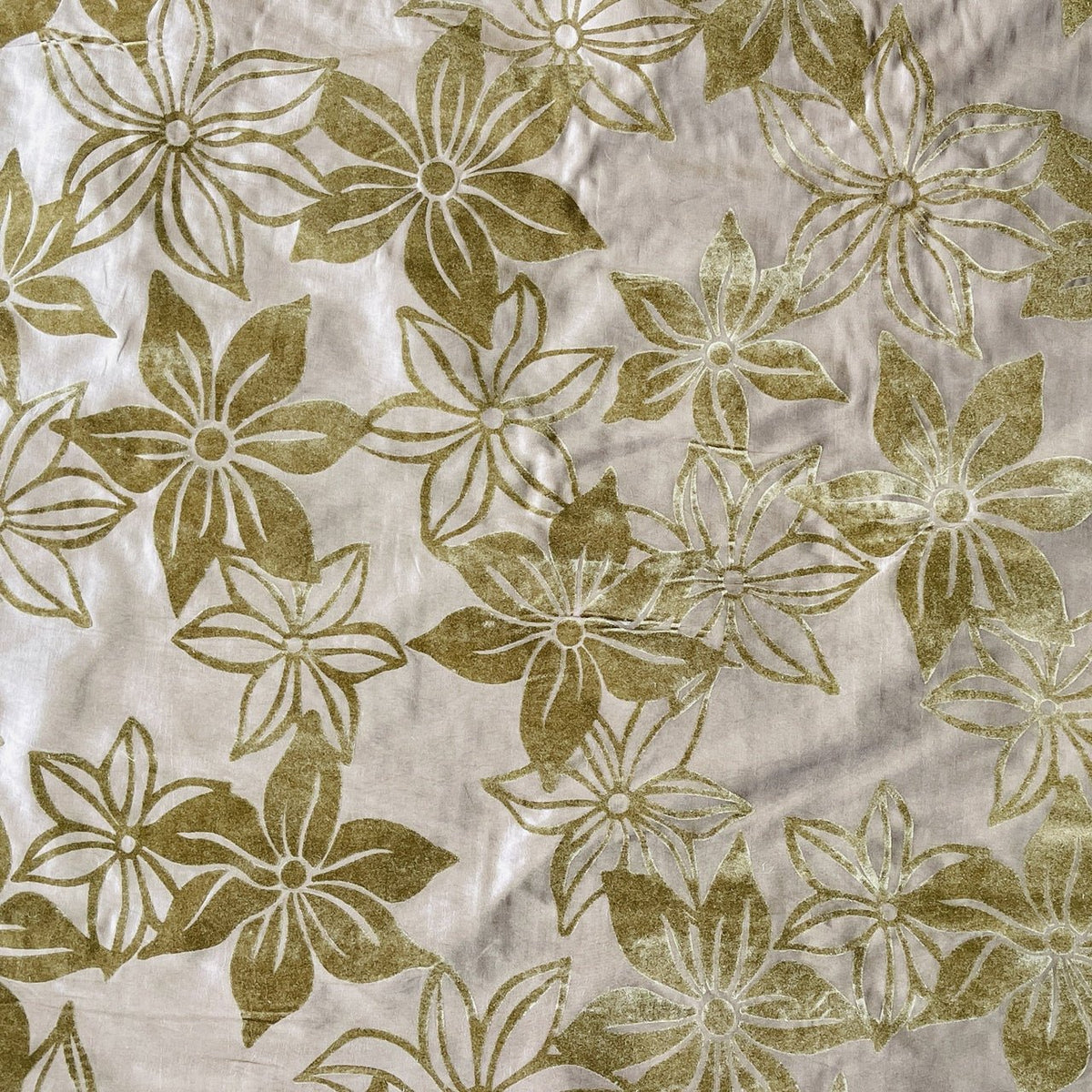 Brown Floral Velvet Flock Taffeta Fabric, Brown - Bull Ring Fabrics
