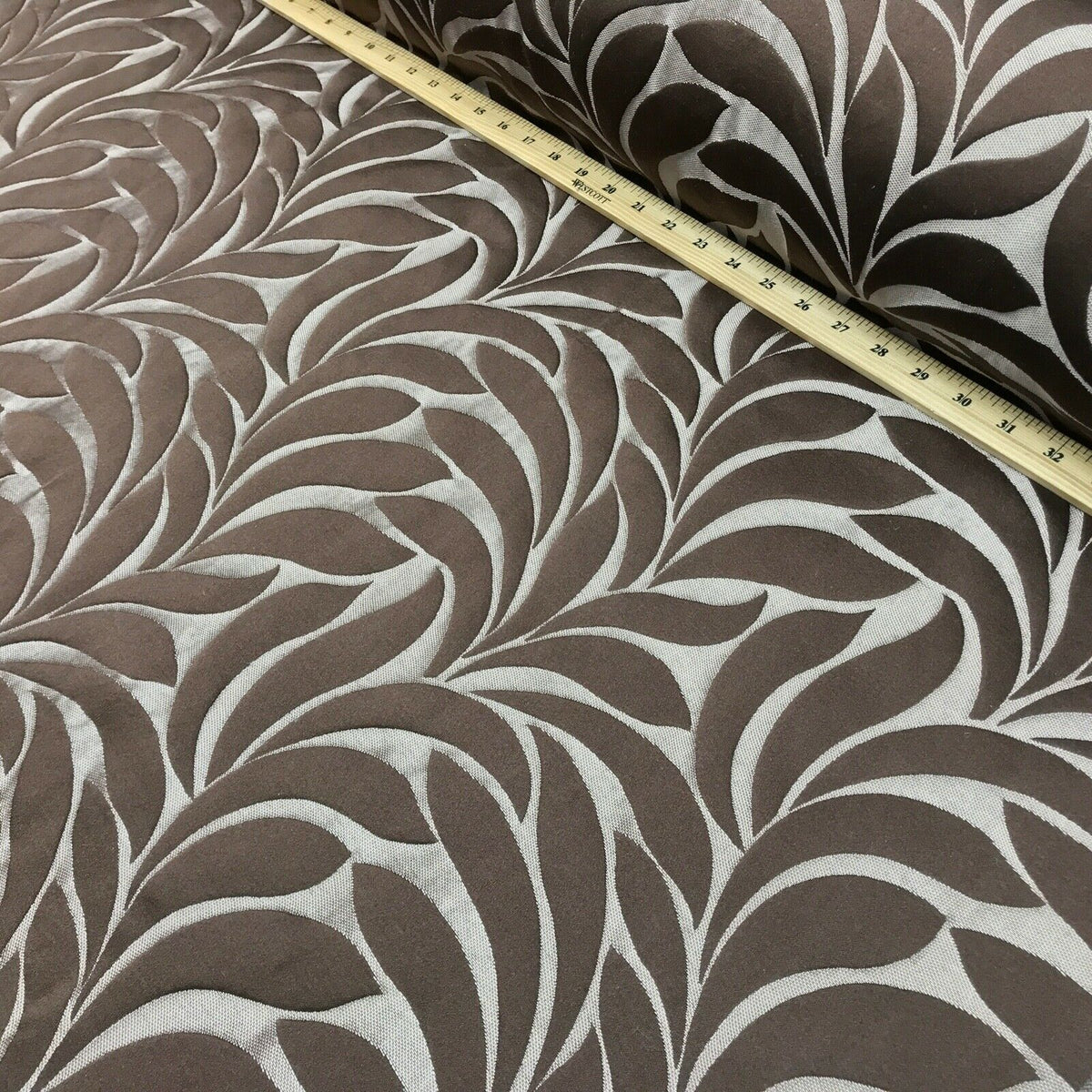 Brown Leaves Floral Curtain Brocade Fabric, 140cm - Bull Ring Fabrics