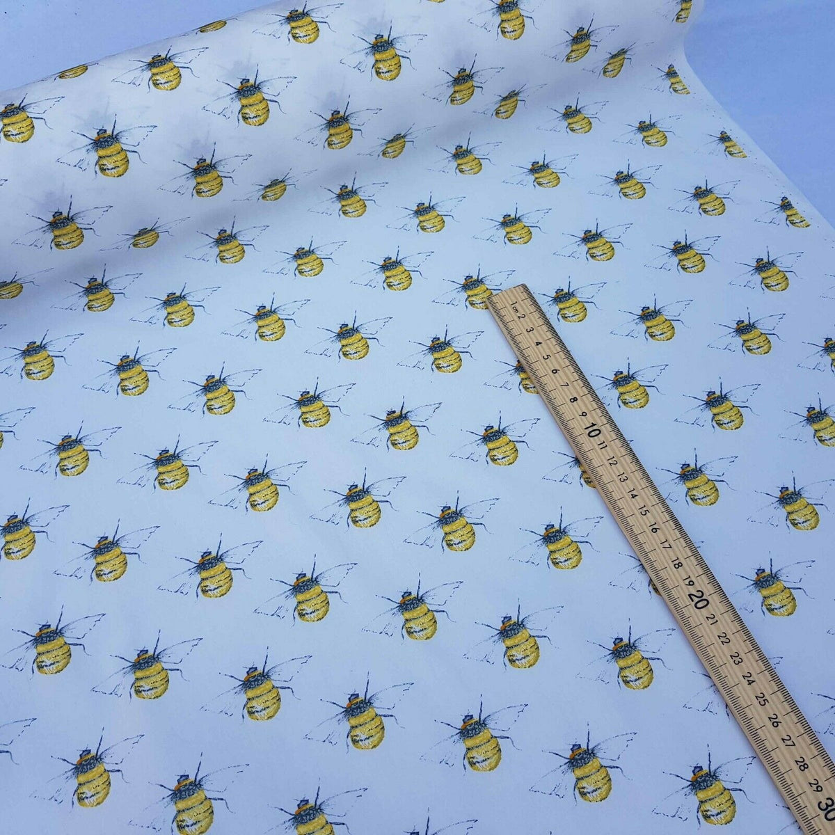 Bumblebee Cotton Poplin Fabric Rose & Hubble Dress Skirt, Ivory/Cream - Bull Ring Fabrics