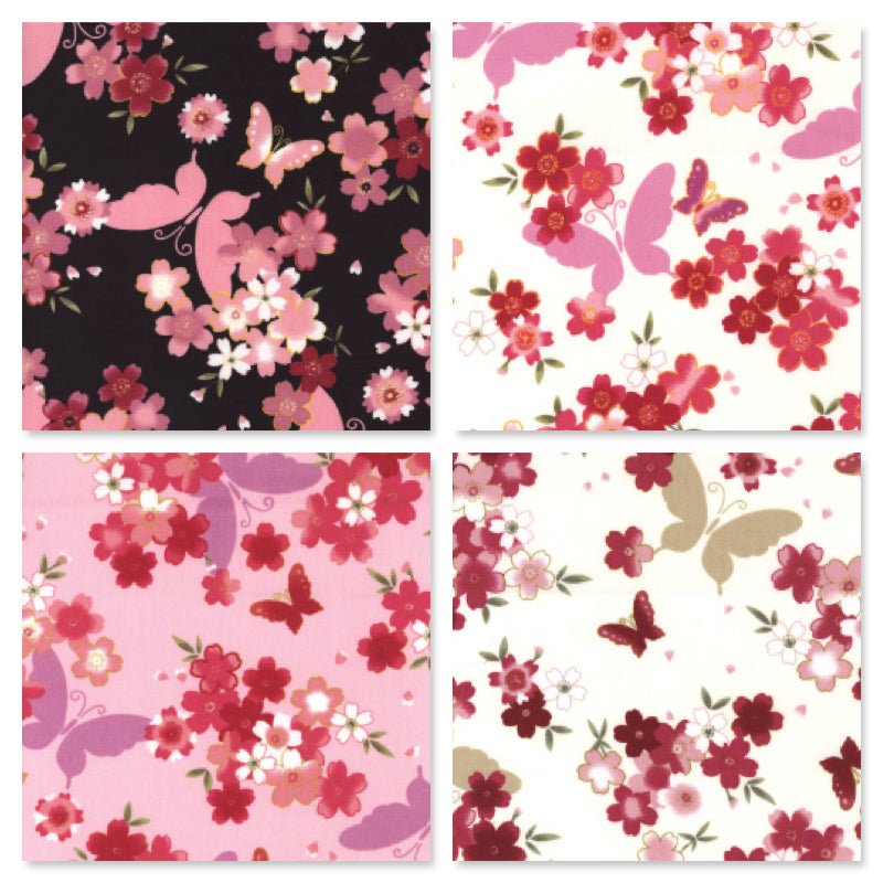 Butterfly Floral Flowers Rose & Hubble Cotton Fabric - Bull Ring Fabrics
