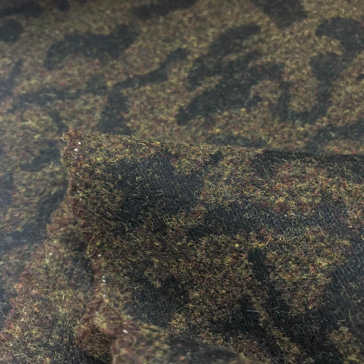Camouflage Print Wool Blend Fabric, Brown - Bull Ring Fabrics