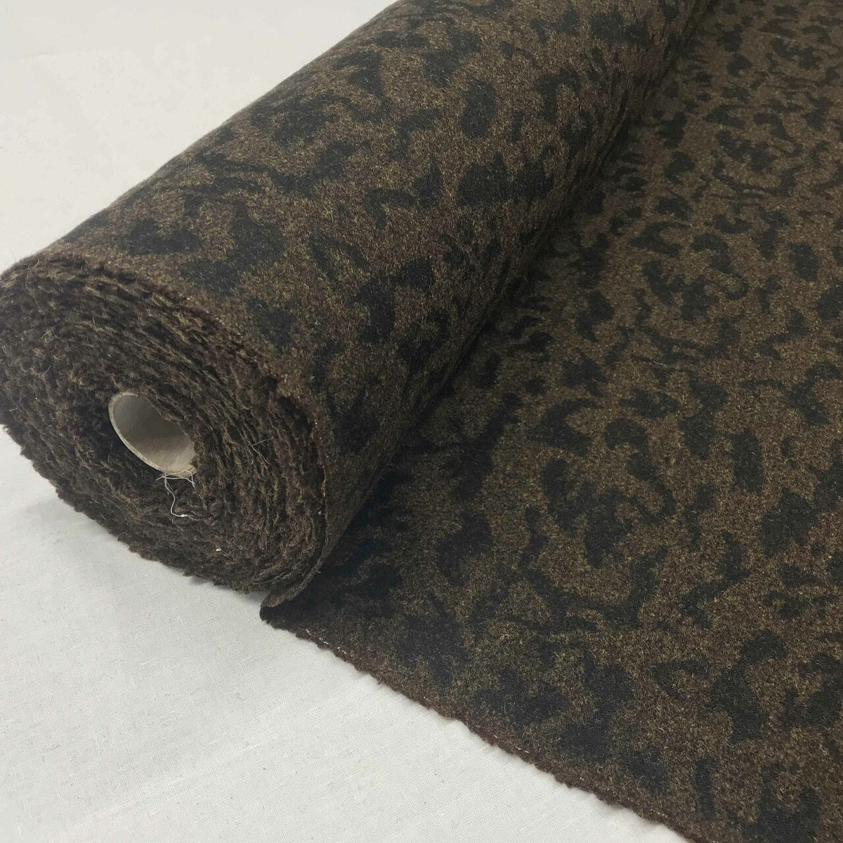 Camouflage Print Wool Blend Fabric, Brown - Bull Ring Fabrics
