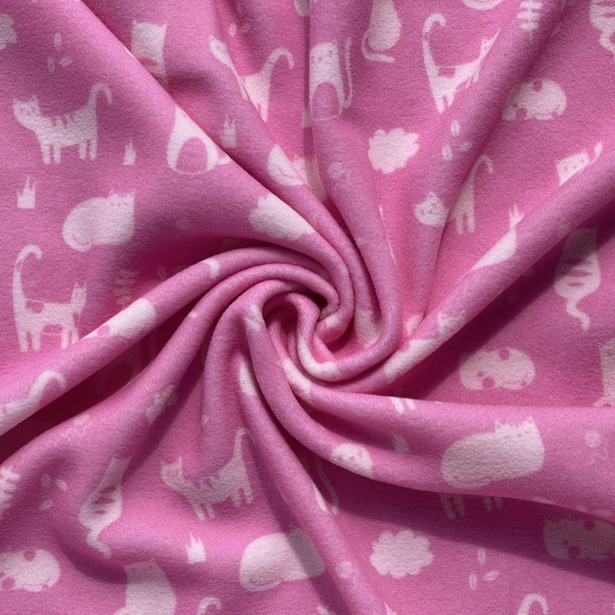 Cats Kittens Printed Polar Fleece Fabric, Pink - Bull Ring Fabrics
