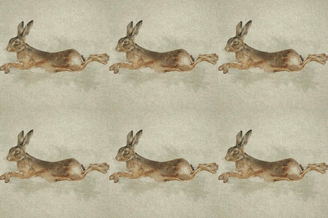 Cushion Picture Panel, Leaping Hare - Bull Ring Fabrics