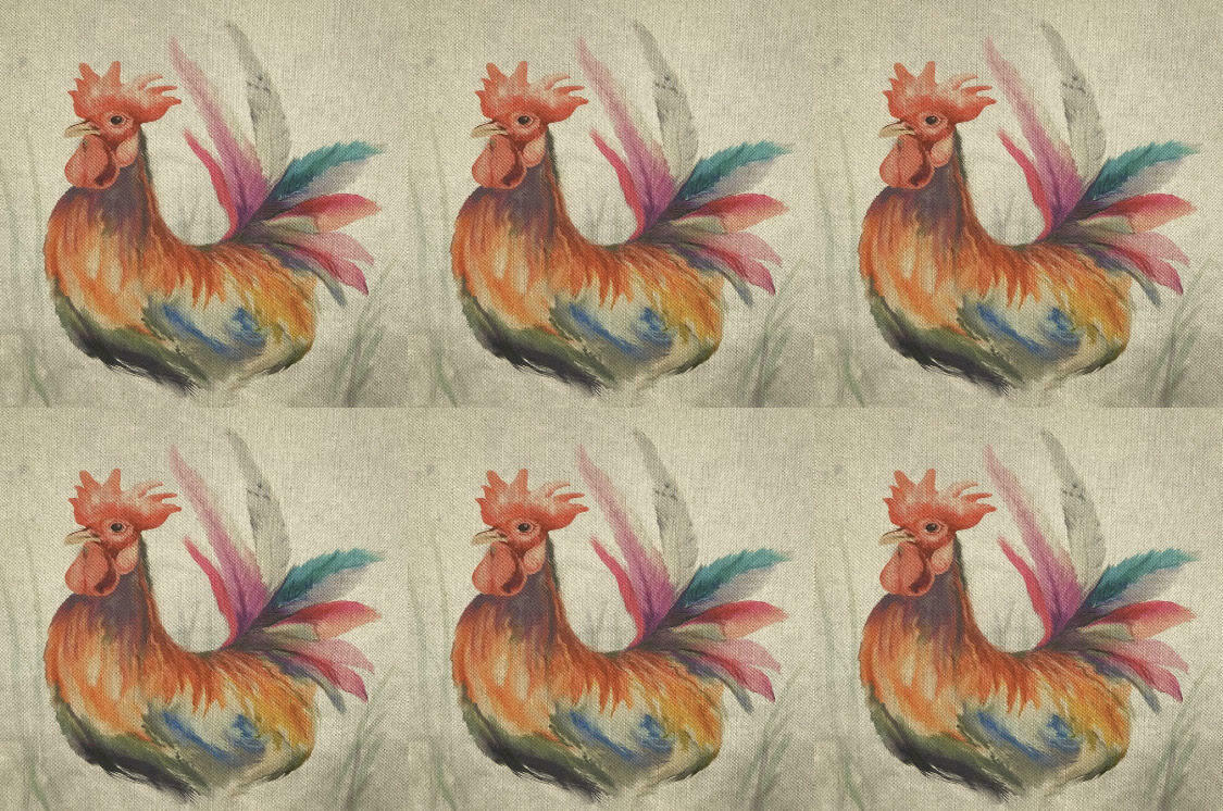 Cushion Picture Panel, Rooster - Bull Ring Fabrics