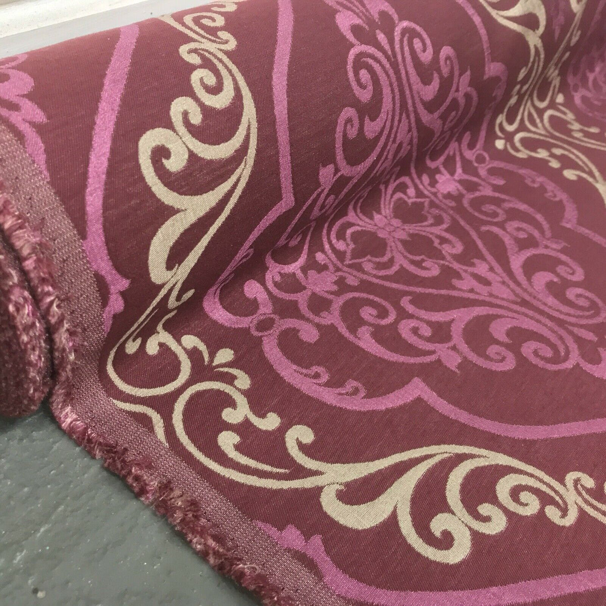 Damask Cotton Blend Curtain Brocade Fabric 140cm - Bull Ring Fabrics