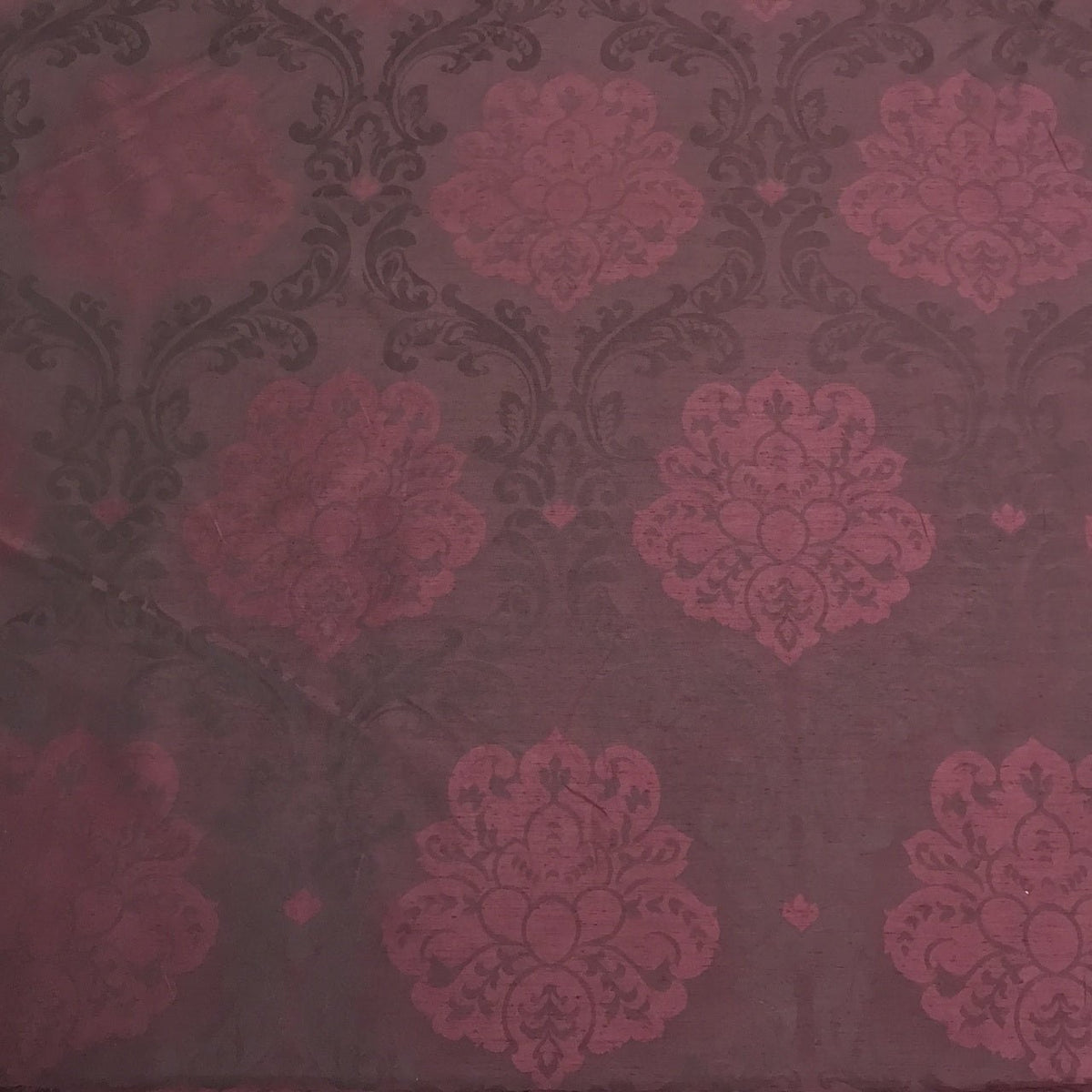 Damask Faux Silk Slub Upholstery Curtain Brocade Fabric, Purple - Bull Ring Fabrics