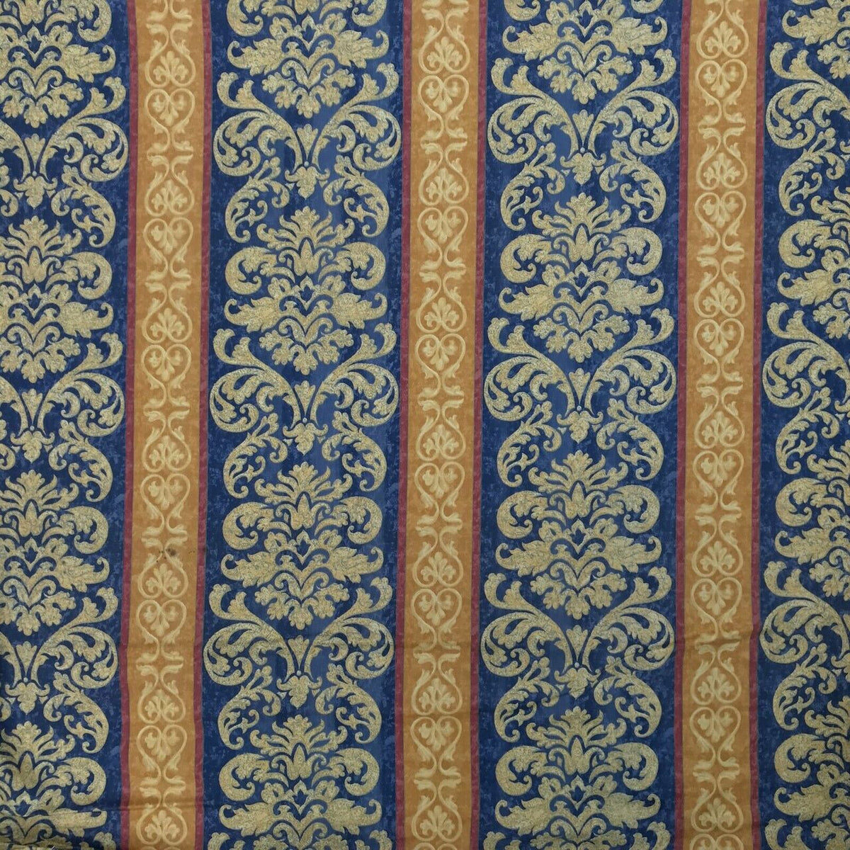 Damask Vintage Cotton Print Craft Fabric, Blue/Gold - Bull Ring Fabrics